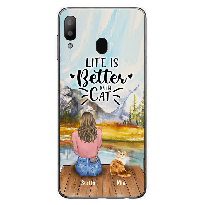 Custom Personalized Cat Mom Phone Case - Gifts For Cat Lovers With Upto 4 Cats - Home Is Where The Paws Are - Case For iPhone, Samsung
