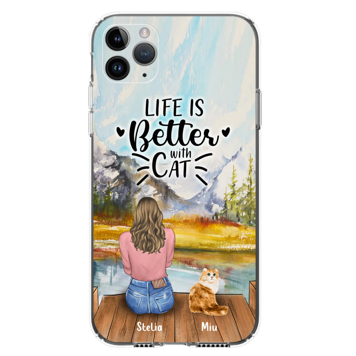 Custom Personalized Cat Mom Phone Case - Gifts For Cat Lovers With Upto 4 Cats - Home Is Where The Paws Are - Case For iPhone, Samsung
