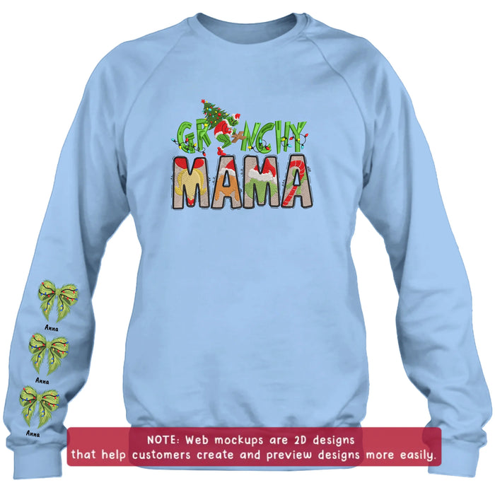 Personalized Grinchy Mama Embroidered Sweater - Up to 6 Kids - Gift Idea For Grandma