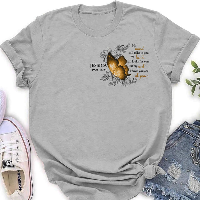 Personalized Memorial Butterfly Shirt/Hoodie - Up to 4 Butterflies - Memorial Gift Idea for Mother's Day/Father's Day - My Mind Still Talks To You