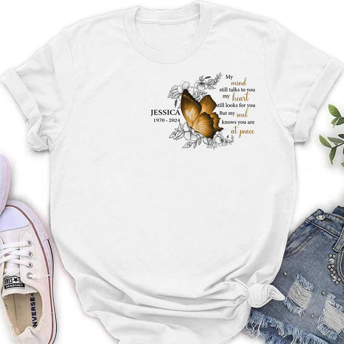 Personalized Memorial Butterfly Shirt/Hoodie - Up to 4 Butterflies - Memorial Gift Idea for Mother's Day/Father's Day - My Mind Still Talks To You