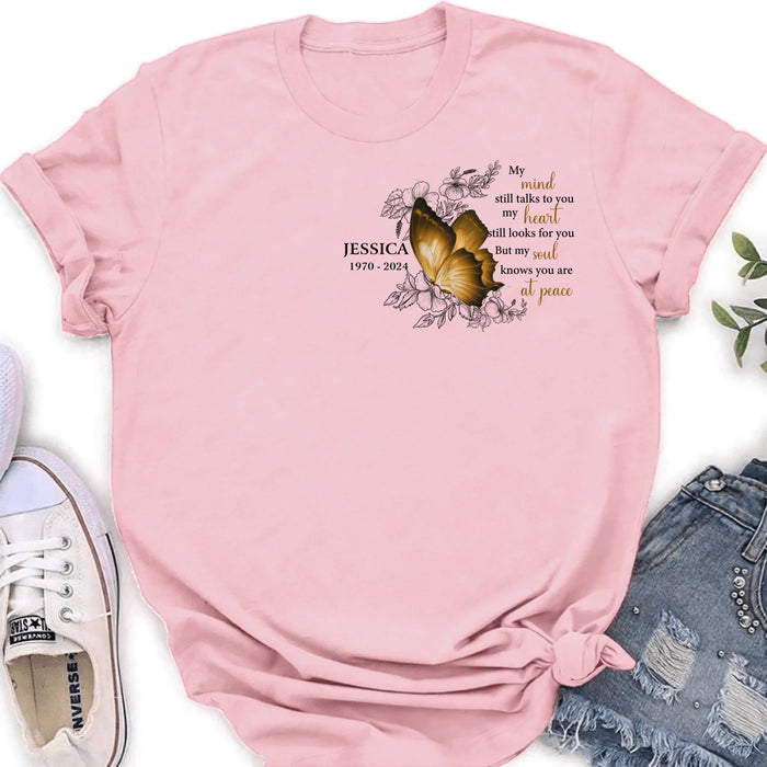 Personalized Memorial Butterfly Shirt/Hoodie - Up to 4 Butterflies - Memorial Gift Idea for Mother's Day/Father's Day - My Mind Still Talks To You