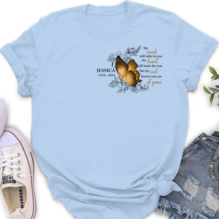 Personalized Memorial Butterfly Shirt/Hoodie - Up to 4 Butterflies - Memorial Gift Idea for Mother's Day/Father's Day - My Mind Still Talks To You