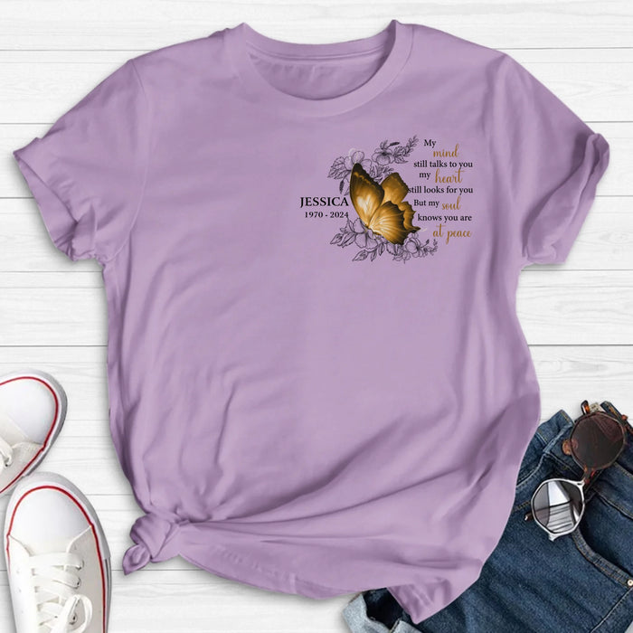 Personalized Memorial Butterfly Shirt/Hoodie - Up to 4 Butterflies - Memorial Gift Idea for Mother's Day/Father's Day - My Mind Still Talks To You