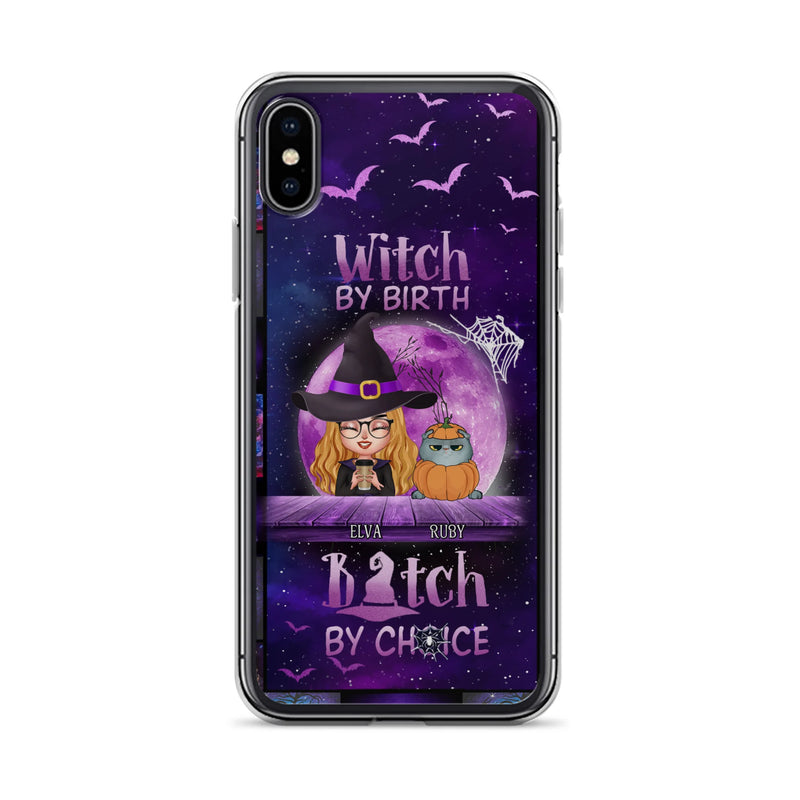 Custom Personalized Witch Phone Case - Gift Idea For Witch/ Dog/ Cat Lover - Upto 4 Pets - Witch By Birth - Case For iPhone/ Samsung
