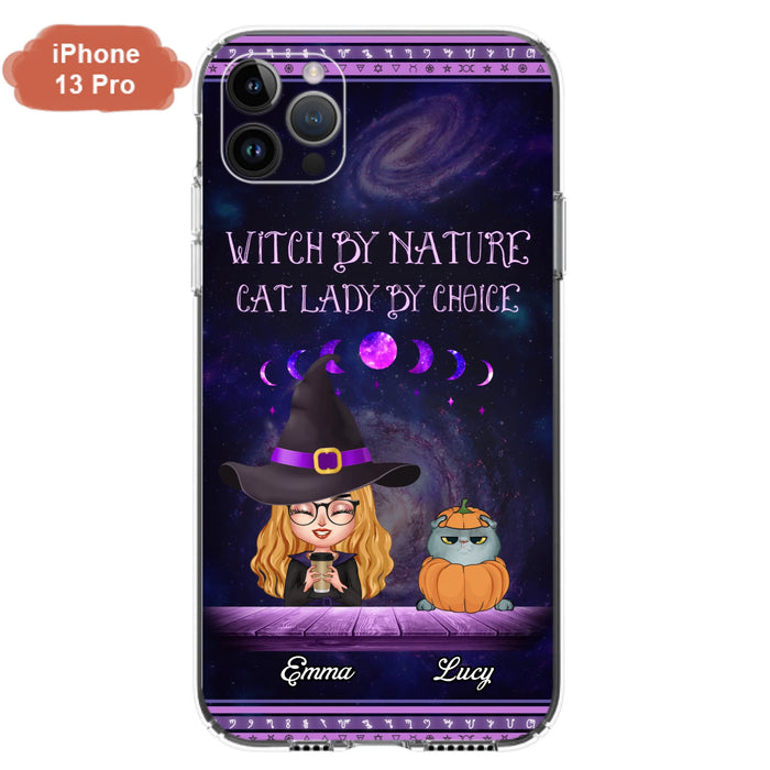 Custom Personalized Witch Phone Case for iPhone/ Samsung - Gift Idea For Halloween/ Pet Lovers with up to 5 Pets - Witch By Nature, Cat Lady By Choice