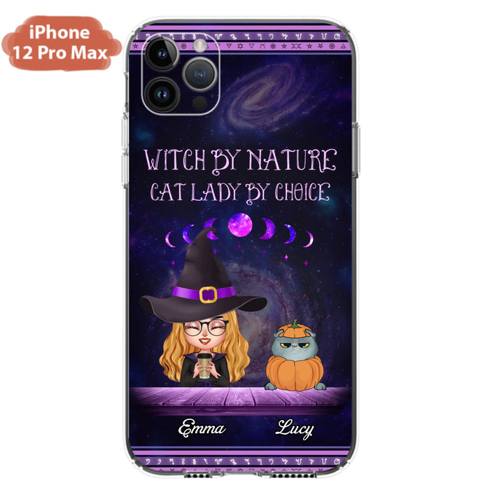 Custom Personalized Witch Phone Case for iPhone/ Samsung - Gift Idea For Halloween/ Pet Lovers with up to 5 Pets - Witch By Nature, Cat Lady By Choice