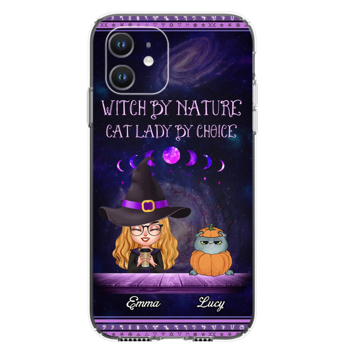 Custom Personalized Witch Phone Case for iPhone/ Samsung - Gift Idea For Halloween/ Pet Lovers with up to 5 Pets - Witch By Nature, Cat Lady By Choice