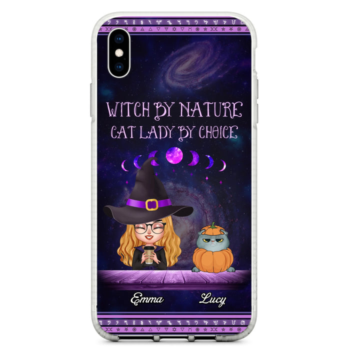 Custom Personalized Witch Phone Case for iPhone/ Samsung - Gift Idea For Halloween/ Pet Lovers with up to 5 Pets - Witch By Nature, Cat Lady By Choice