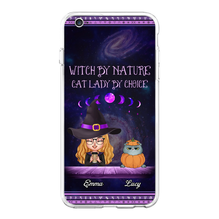 Custom Personalized Witch Phone Case for iPhone/ Samsung - Gift Idea For Halloween/ Pet Lovers with up to 5 Pets - Witch By Nature, Cat Lady By Choice