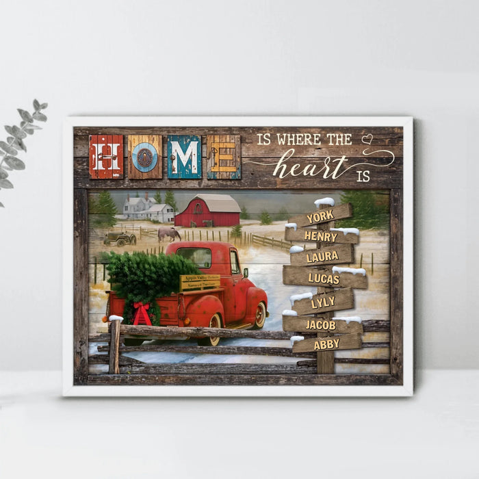 Personalized Family Poster - Gift Idea For Family - Up To 7 Members - Home Is Where The Heart Is