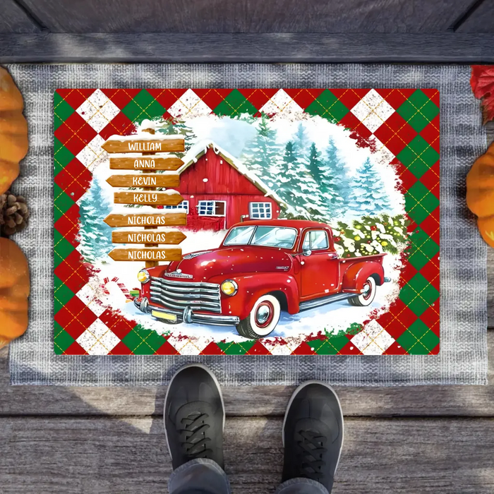 Personalized Street Sign Family Doormat - Gift Idea For Family - Up to 7 Members