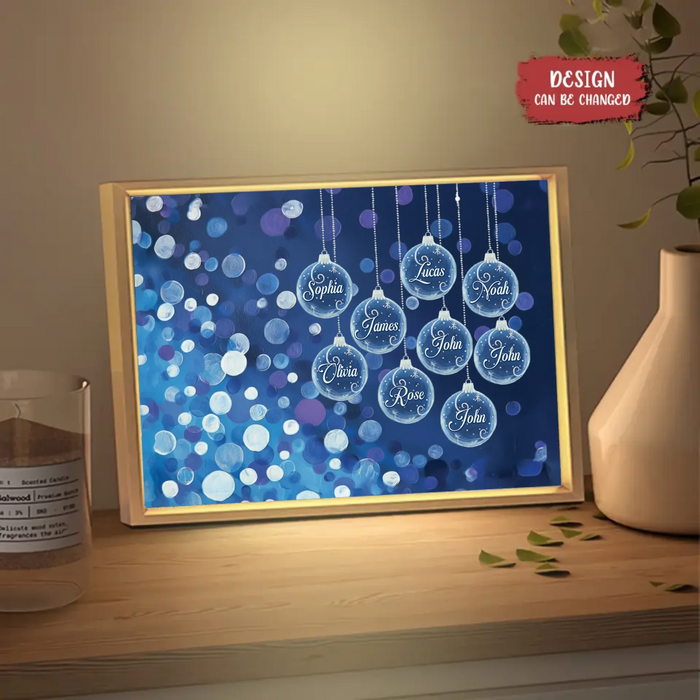 Personalized Family Ornament Lighting Frame Canvas - Up to 9 Members - Gift Idea For Family