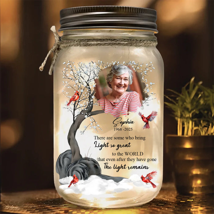Personalized Memorial Mason Jar Light - Upload Photo - Memorial Gift Idea - There Are Some Who Bring Light So Great To The World