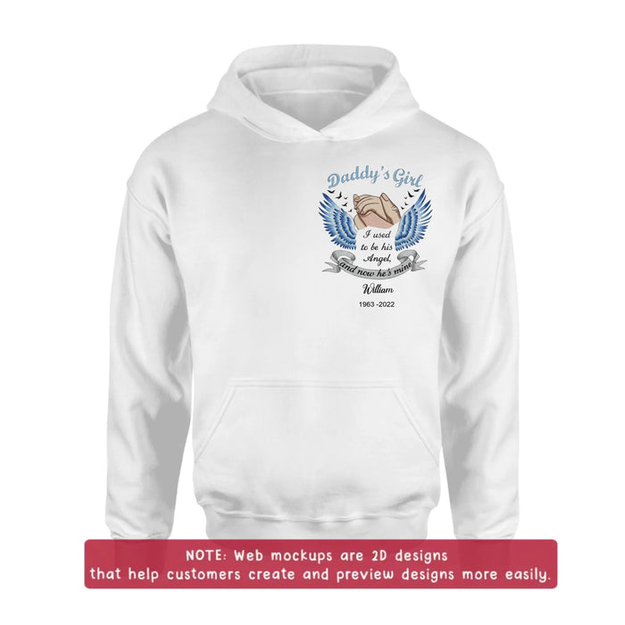 Personalized Memorial Embroidered Shirt/ Hoodie - “I Used to Be His Angel and Now He’s Mine” - Sympathy Gift for Loss of Father