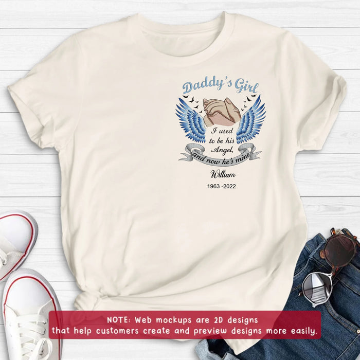 Personalized Memorial Embroidered Shirt/ Hoodie - “I Used to Be His Angel and Now He’s Mine” - Sympathy Gift for Loss of Father
