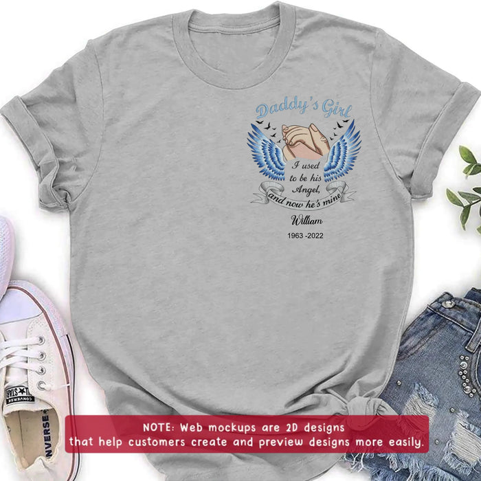 Personalized Memorial Embroidered Shirt/ Hoodie - “I Used to Be His Angel and Now He’s Mine” - Sympathy Gift for Loss of Father