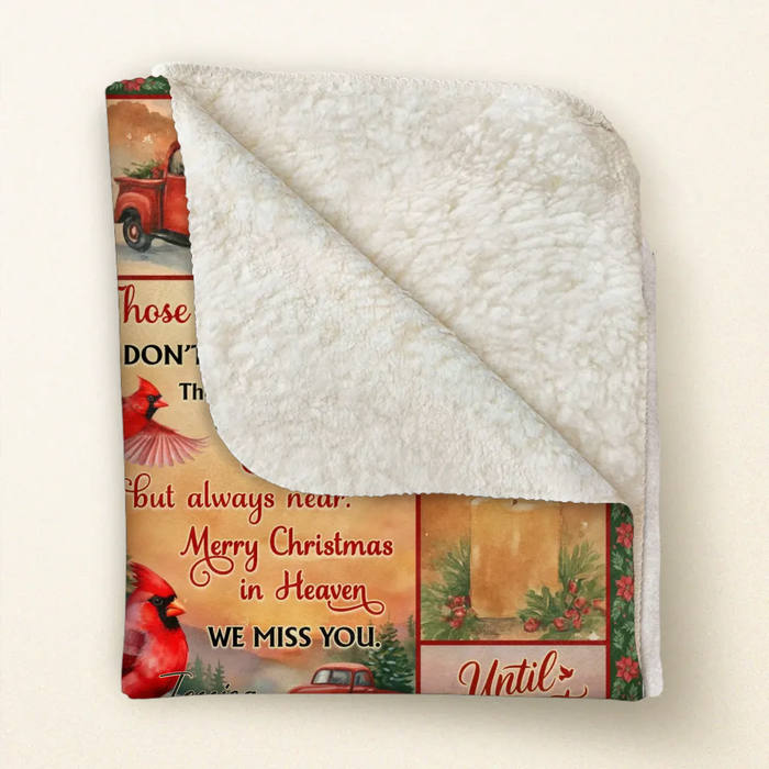 Personalized Christmas Memorial Fleece Throw Blanket / Quilt – Cardinals Appear When Angels Are Near, Merry Christmas in Heaven, Sympathy Gift for Loss of Loved One