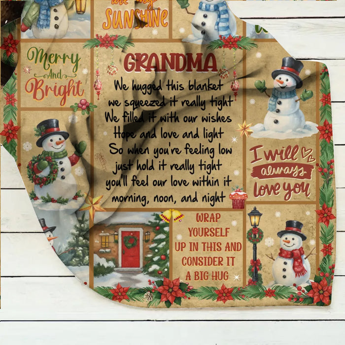To My Grandma/ Nana Fleece Throw Blanket/ Quilt - Christmas Gift Idea - You Mean The World To Me