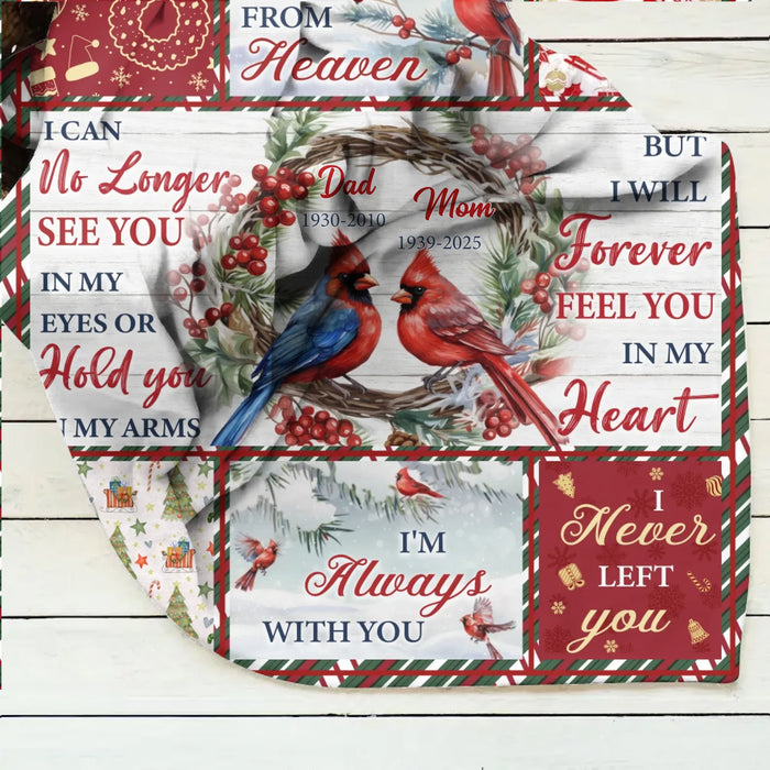 Personalized Memorial Cardinal Fleece Throw Blanket/ Quilt – Custom Name & Years – “I’m Always With You” - Comfort Gift for Loss of Mom, Dad or Loved One