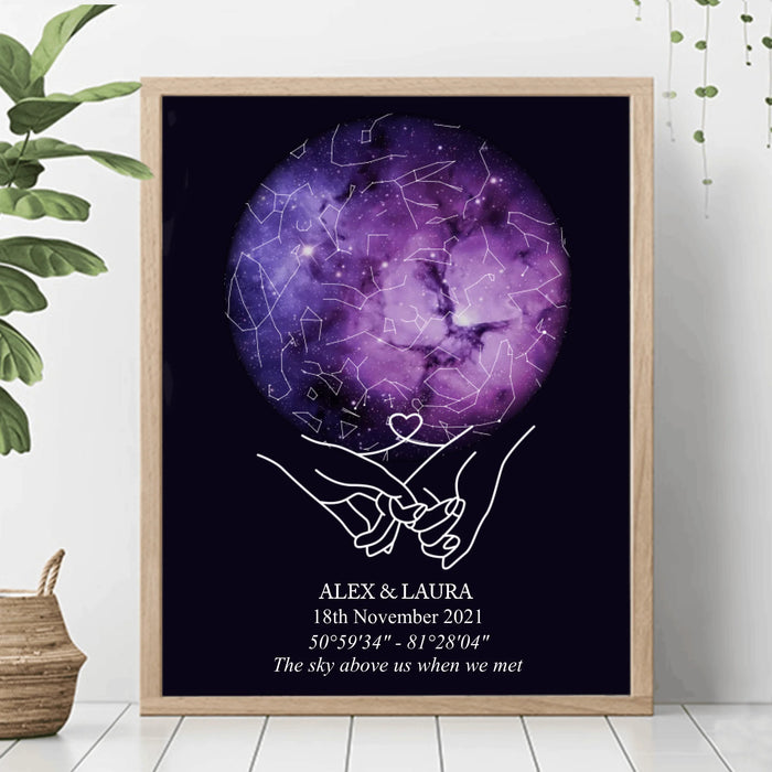 Personalized Couple Poster - Unique Valentine’s Day, Engagement or Anniversary Gift for Couples - Custom Names, Date & Location