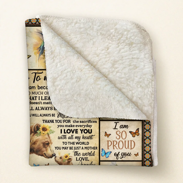 Personalized To My Mom Fleece Throw Blanket/ Quilt - Gift Idea To My Mom - You Are My Sunshine - Heartfelt Mother’s Day or Birthday Gift