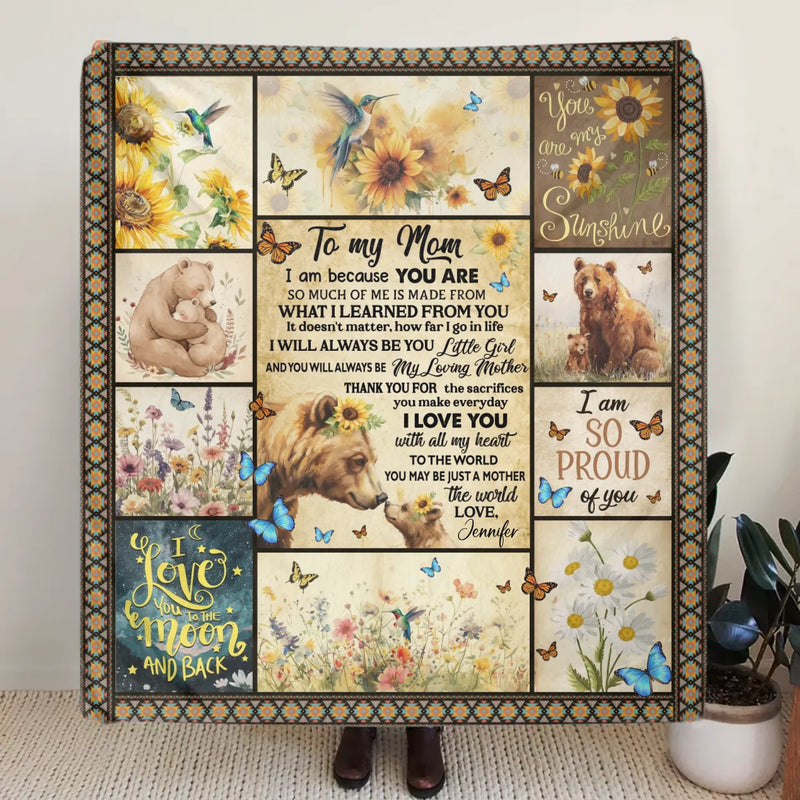 Personalized To My Mom Fleece Throw Blanket/ Quilt - Gift Idea To My Mom - You Are My Sunshine - Heartfelt Mother’s Day or Birthday Gift