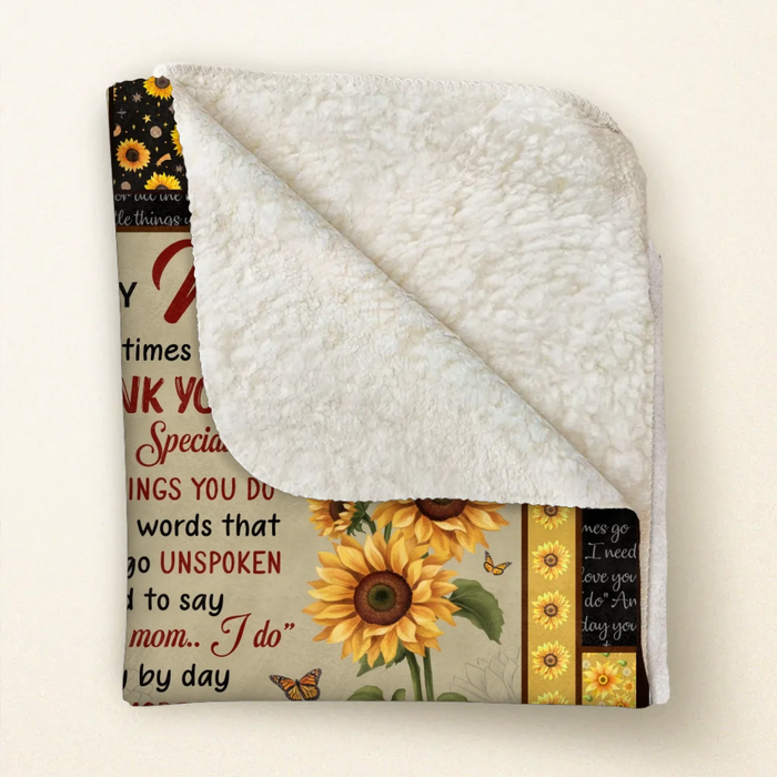 Personalized To My Mom Fleece Throw Blanket/ Quilt - Gift Idea To Mom/ Mother - And Day By Day You Mean More To Me