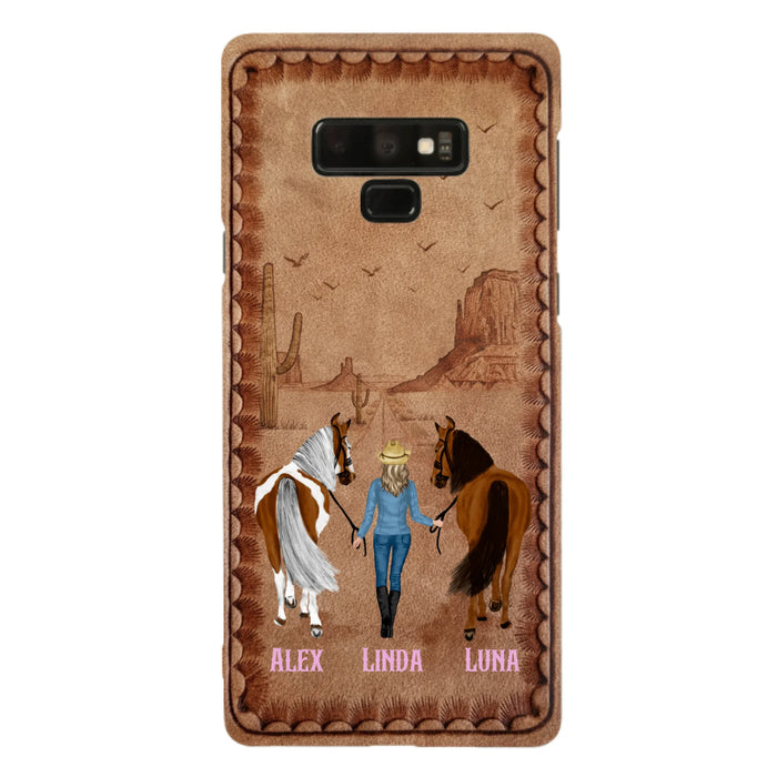Personalized Cowgirl Phone Case For iPhone/ Samsung - Custom Names & Horses - Gift Idea For Horse Lover