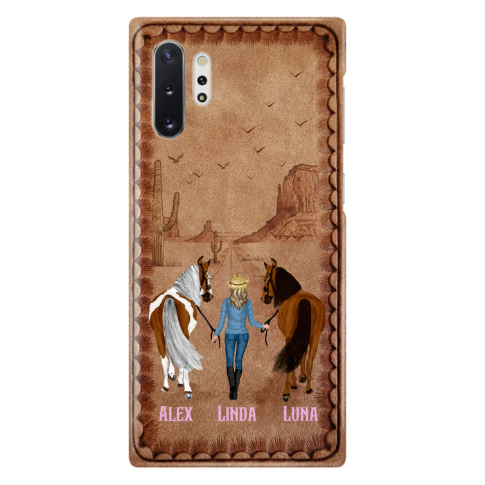 Personalized Cowgirl Phone Case For iPhone/ Samsung - Custom Names & Horses - Gift Idea For Horse Lover