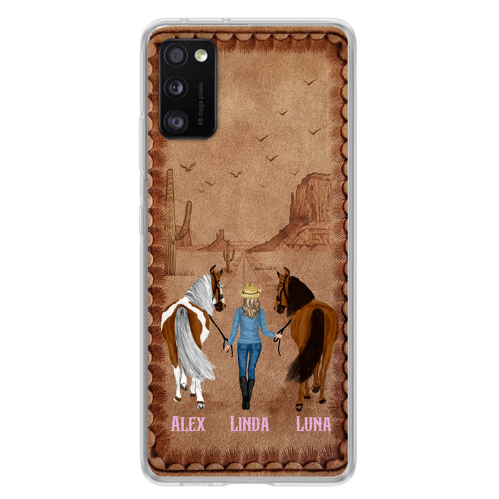 Personalized Cowgirl Phone Case For iPhone/ Samsung - Custom Names & Horses - Gift Idea For Horse Lover