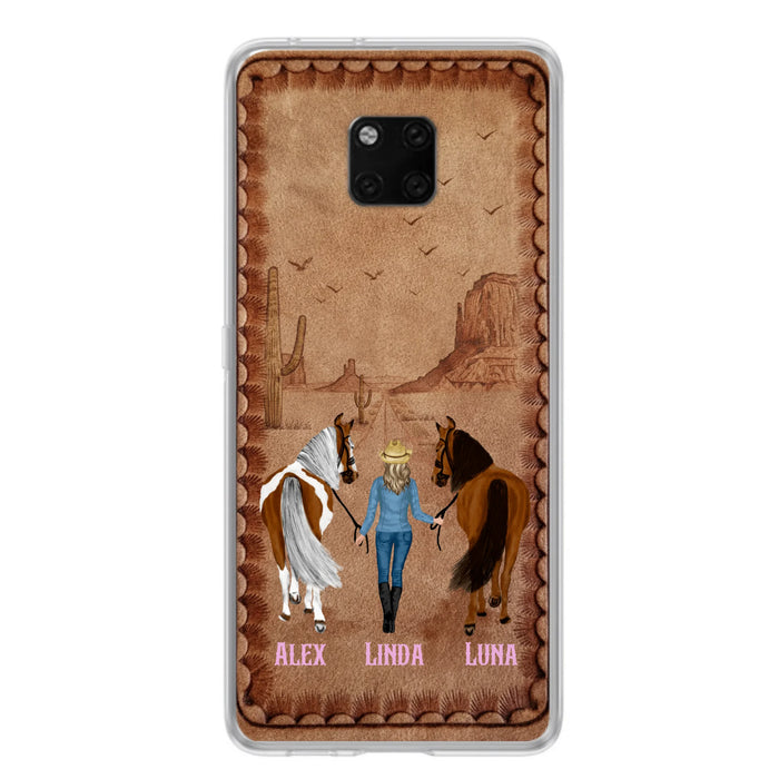 Personalized Cowgirl Phone Case - Xiaomi/ Huawei/ Oppo - Custom Names & Horses - Gift Idea For Horse Lover