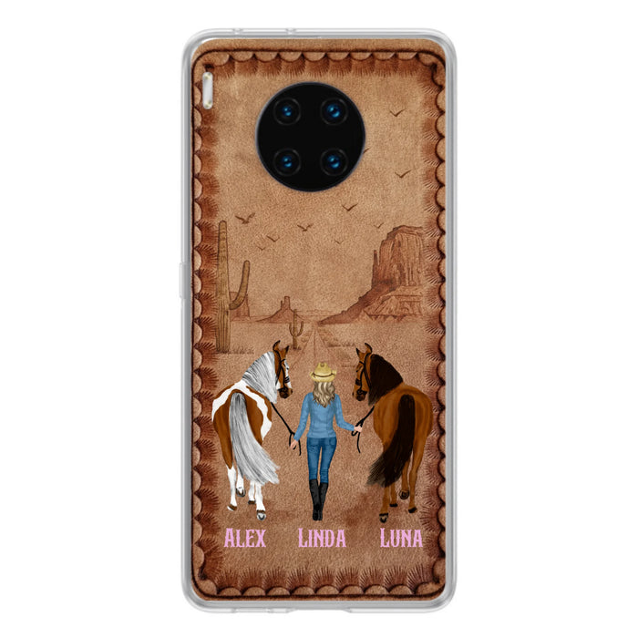 Personalized Cowgirl Phone Case - Xiaomi/ Huawei/ Oppo - Custom Names & Horses - Gift Idea For Horse Lover