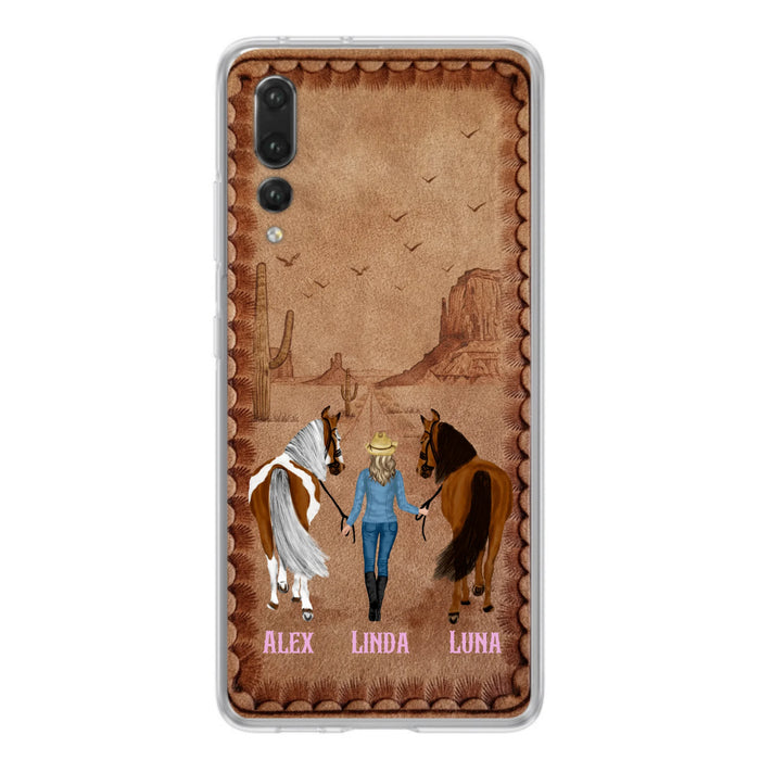 Personalized Cowgirl Phone Case - Xiaomi/ Huawei/ Oppo - Custom Names & Horses - Gift Idea For Horse Lover