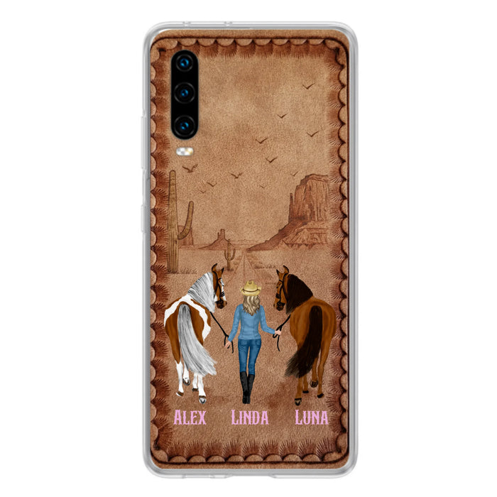 Personalized Cowgirl Phone Case - Xiaomi/ Huawei/ Oppo - Custom Names & Horses - Gift Idea For Horse Lover