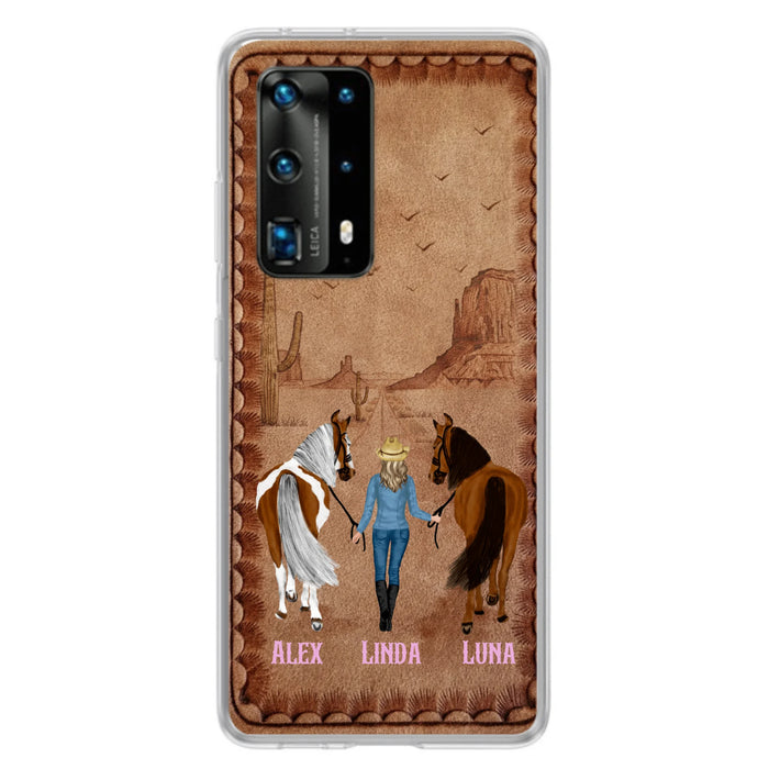 Personalized Cowgirl Phone Case - Xiaomi/ Huawei/ Oppo - Custom Names & Horses - Gift Idea For Horse Lover