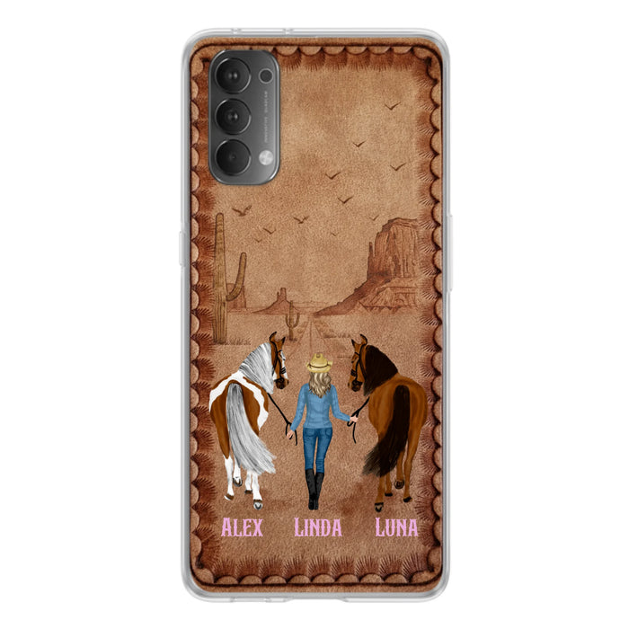 Personalized Cowgirl Phone Case - Xiaomi/ Huawei/ Oppo - Custom Names & Horses - Gift Idea For Horse Lover