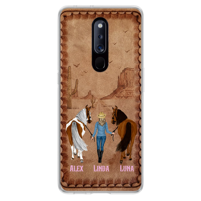 Personalized Cowgirl Phone Case - Xiaomi/ Huawei/ Oppo - Custom Names & Horses - Gift Idea For Horse Lover
