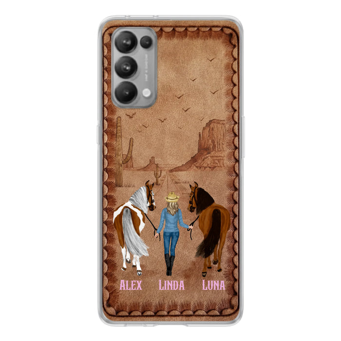 Personalized Cowgirl Phone Case - Xiaomi/ Huawei/ Oppo - Custom Names & Horses - Gift Idea For Horse Lover