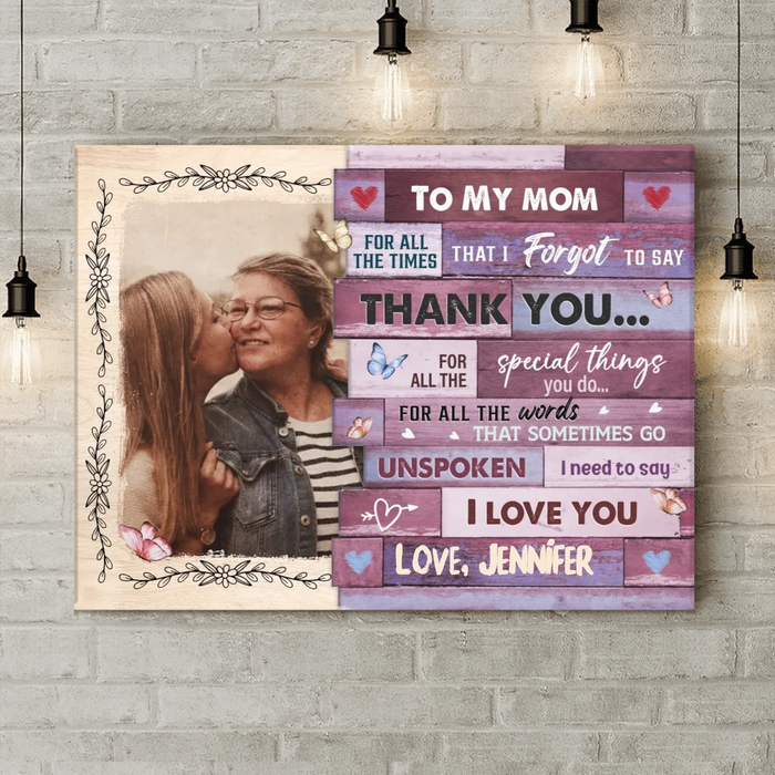 Personalized To My Mom Canvas – Custom Photo & Heartfelt Message – Thank You Mom Wall Art, Mother’s Day Gift from Daughter/ Son