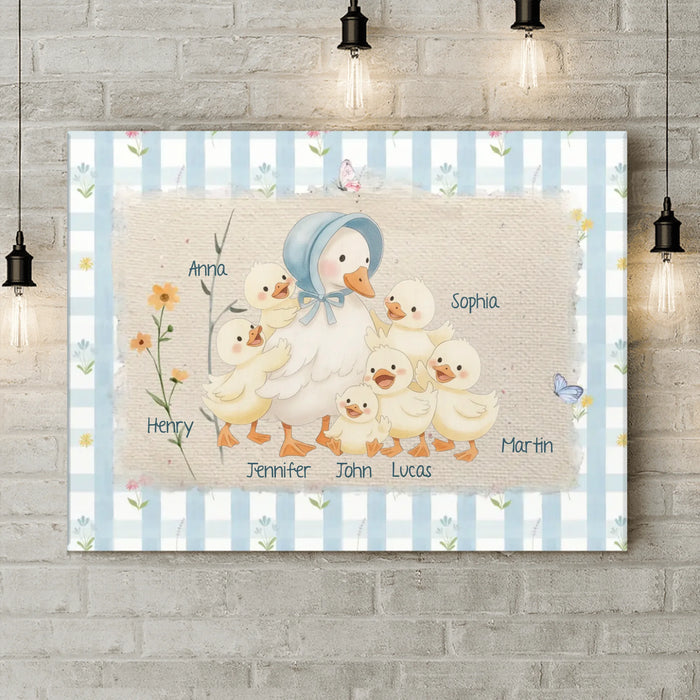 Personalized Grandma Goose Canvas - Gift Idea For Grandma with up to 6 Kids - Grandma's Little Loves