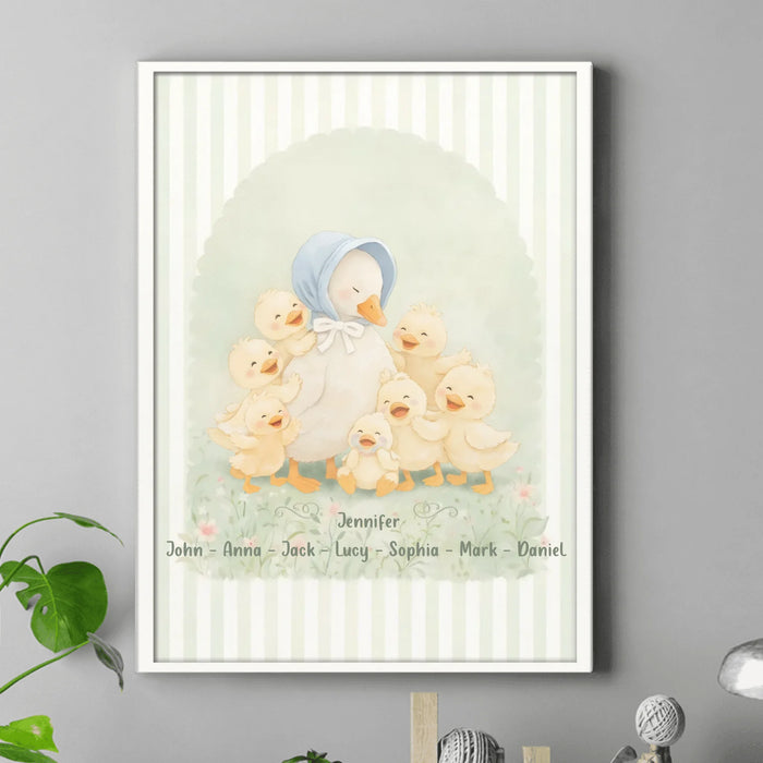 Personalized Grandma Goose Canvas - Gift Idea For Grandma/ Nana with up to 7 Kids - Custom Names
