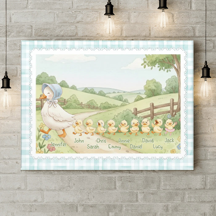 Personalized Nana Goose Canvas – Custom Grandma & Grandkids Names with up to 9 Kids – Gift for Nana from Grandchildren
