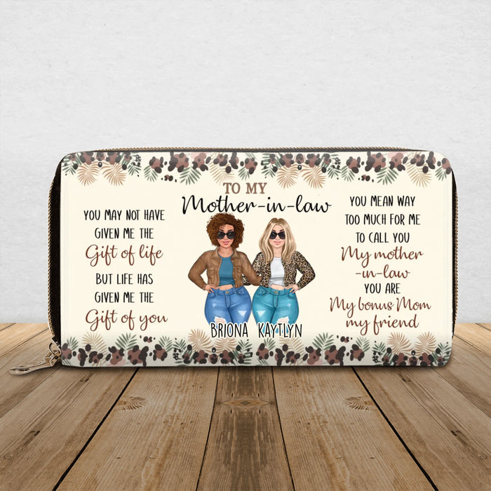 Personalized To My Mother-in-Law Long Wallet – Custom Name Zipper Wallet – Bonus Mom Gift from Daughter-in-Law