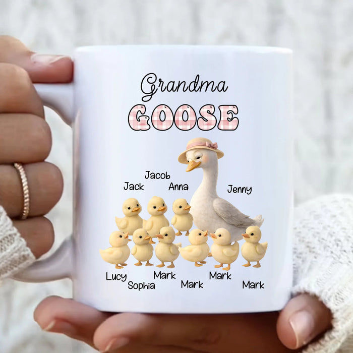 Personalized Goose Coffee Mug - Gift Idea from Grandkids to Grandma/ Nana - Grandma Goose