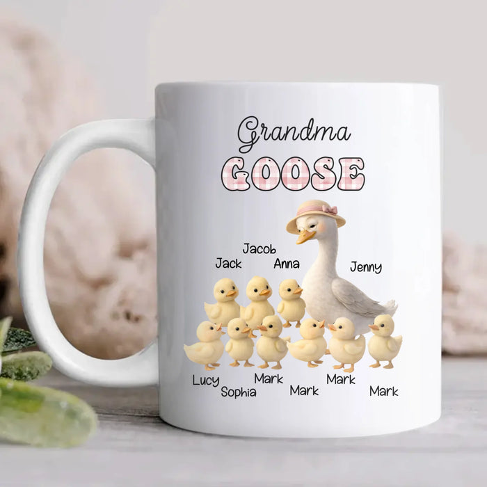 Personalized Goose Coffee Mug - Gift Idea from Grandkids to Grandma/ Nana - Grandma Goose