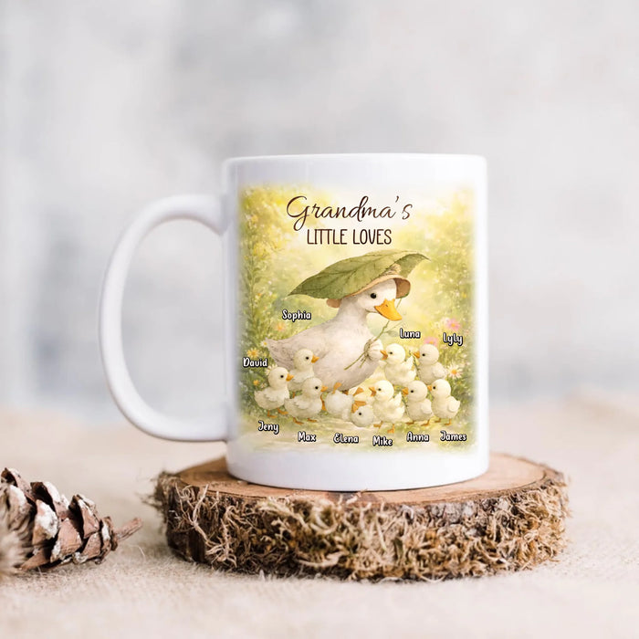 Personalized Grandma’s Little Loves Coffee Mug – Custom Goose Family with Up to 9 Kids – Grandma Gift from Grandkids