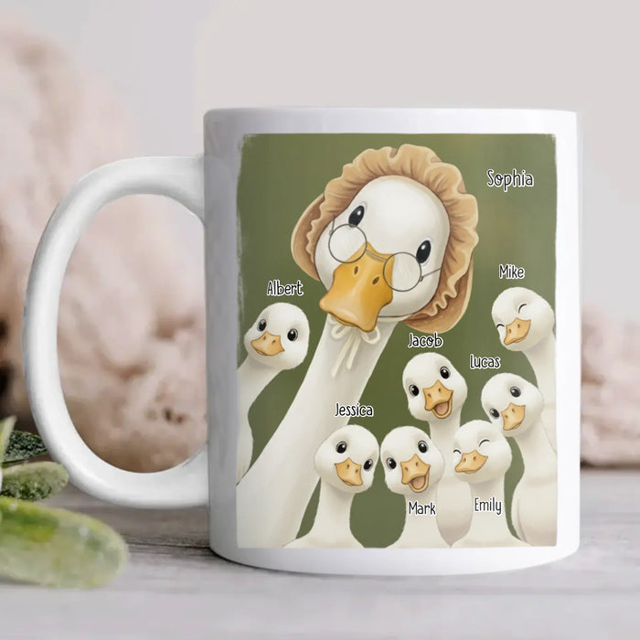 Personalized Goose Coffee Mug - Grandma/ Mother's Day Gift Idea - Nana Goose with up to 7 Kids