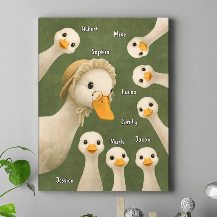 Personalized Goose Canvas - Custom Names - Grandma with up to 7 Kids - Birthday/ Mother's Day Gift Idea
