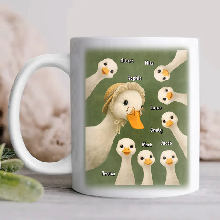 Personalized Goose Coffee Mug - Custom Names - Grandma with up to 7 Kids - Birthday/ Mother's Day Gift Idea